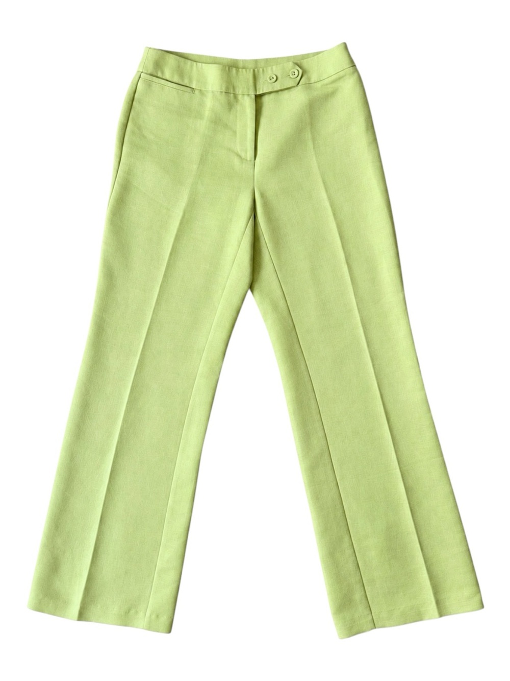 Emma James Y2K Lime Green Chartreuse Linen Flare Pants Size 8